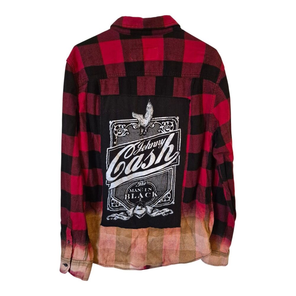 Johnny Cash Plaid Button Down M Go Your Own Way Grunge Country Western